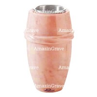 Vase à fleurs Chordé 20cm En marbre Rosa Bellissimo, intérieur acier