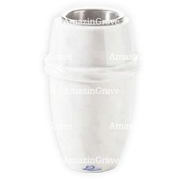 Vase à fleurs Chordé 20cm En marbre Blanc Pur, intérieur acier