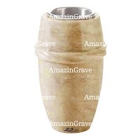 Vase à fleurs Chordé 20cm En marbre Travertino, intérieur acier