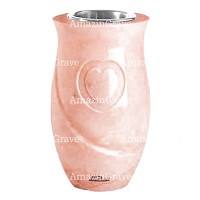 Vase à fleurs Cuore 20cm En marbre Rosa Bellissimo, intérieur acier