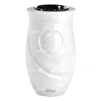 Vase à fleurs Cuore 20cm En marbre Blanc Pur, intérieur en plastique