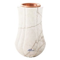 Grabvase Leggiadra 20cm Carrara Marmor, Kupfer Innen