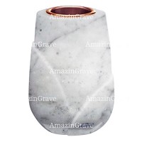 Vase à fleurs Liberti 20cm En marbre Carrara, intérieur cuivre