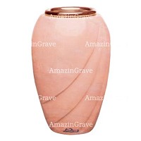 Vaso portafiori Soave 20cm In marmo Rosa Portogallo, interno in rame