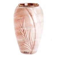 Flower vase Spiga 20cm - 8in In Pink Portugal marble, copper inner