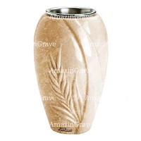 Flower vase Spiga 20cm - 8in In Travertino marble, steel inner