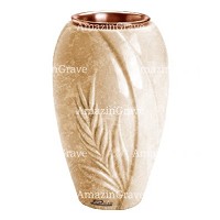 Vaso portafiori Spiga 20cm In marmo Travertino, interno in rame