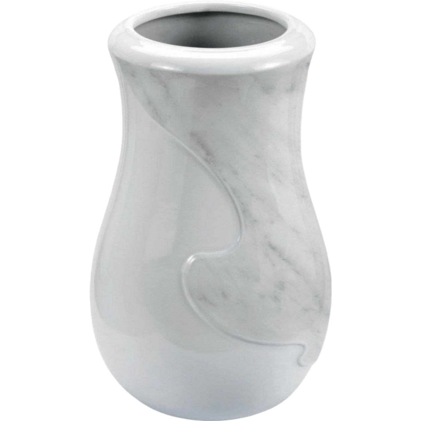 Grave vase Anna carrara 21x13cm - 8.3x5.1in In white porcelain with carrara decoration, wall attached ANN134P/CARR