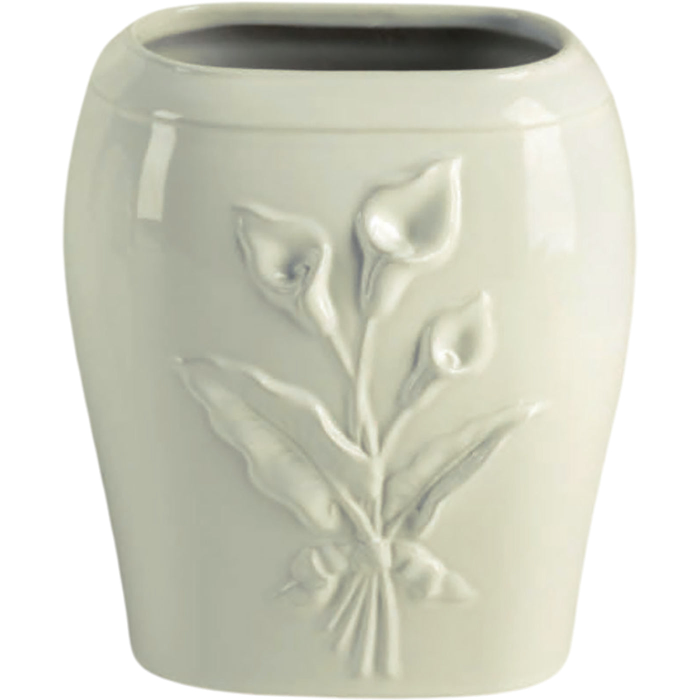 Rectangular grave vase Calla ivory 19x17cm - 7.5x6.7in In ivory porcelain, wall attached CAL160P/A