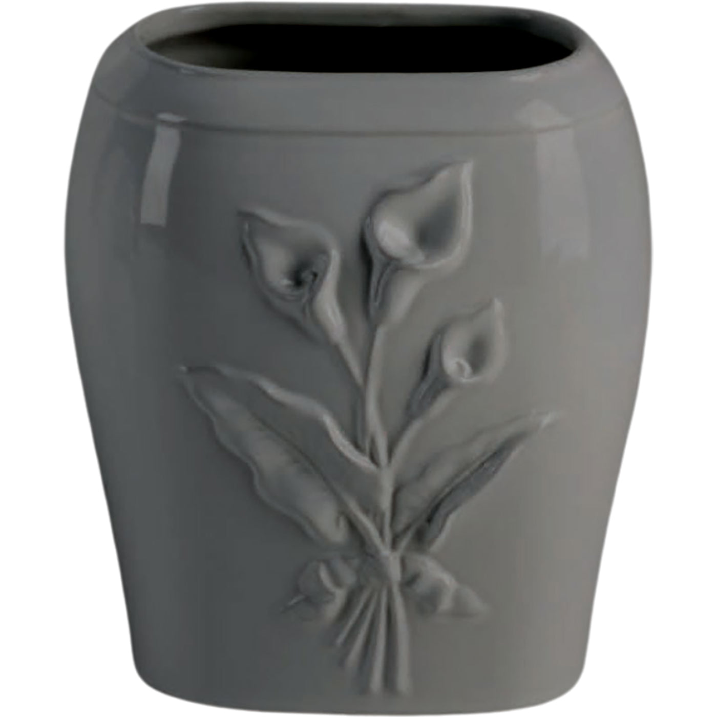 Rectangular grave vase Calla gray 19x17cm - 7.5x6.7in In gray porcelain, wall attached CAL160P/G
