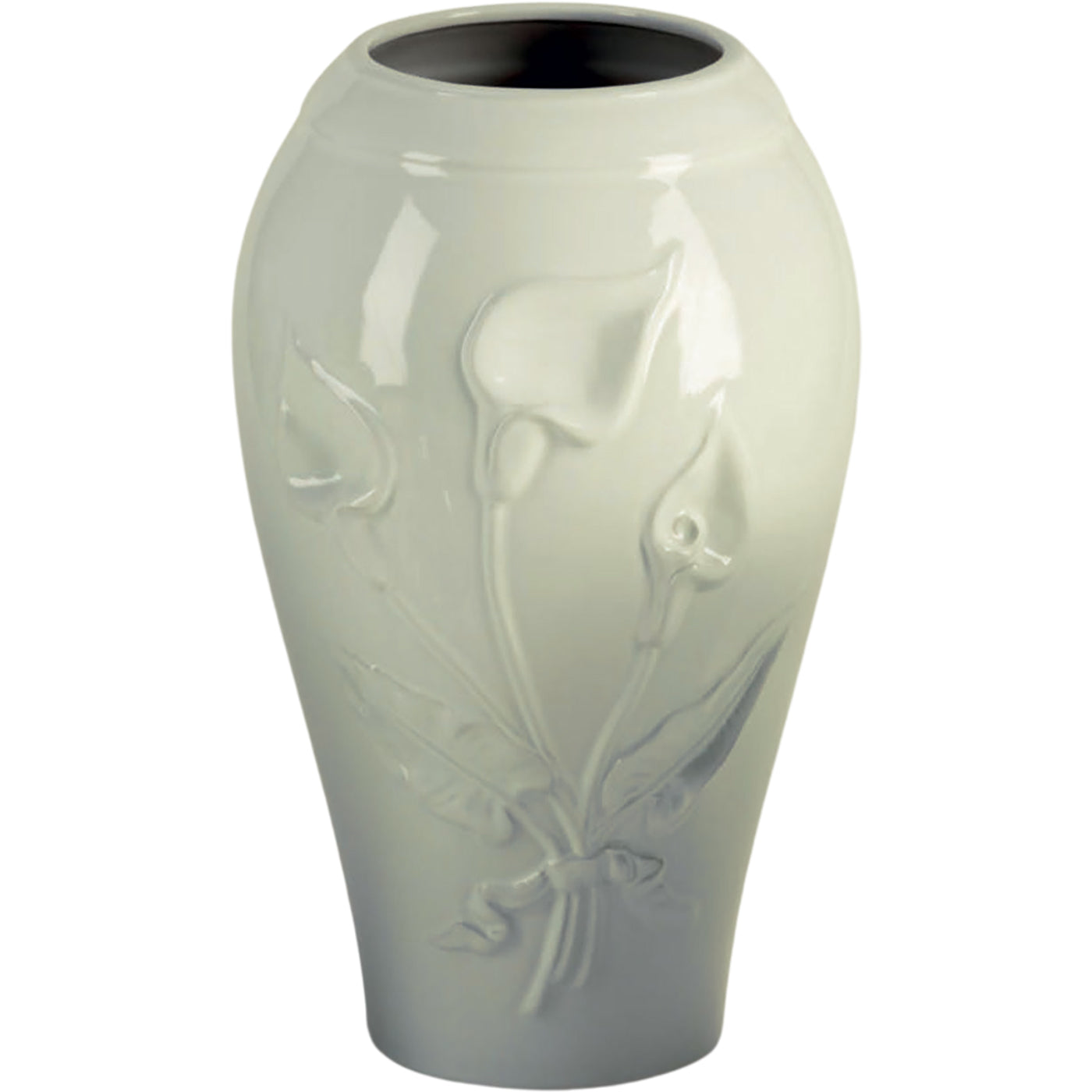 Grave vase Calla ivory 21x13cm - 8.3x5.1in In ivory porcelain, ground attached CAL162P/A