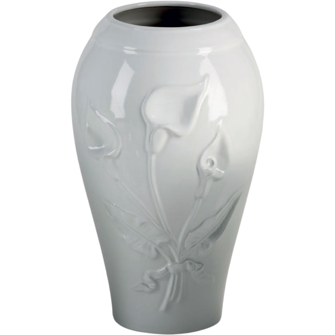 Grave vase Calla 21x13cm - 8.3x5.1in In white porcelain, ground attached CAL162P