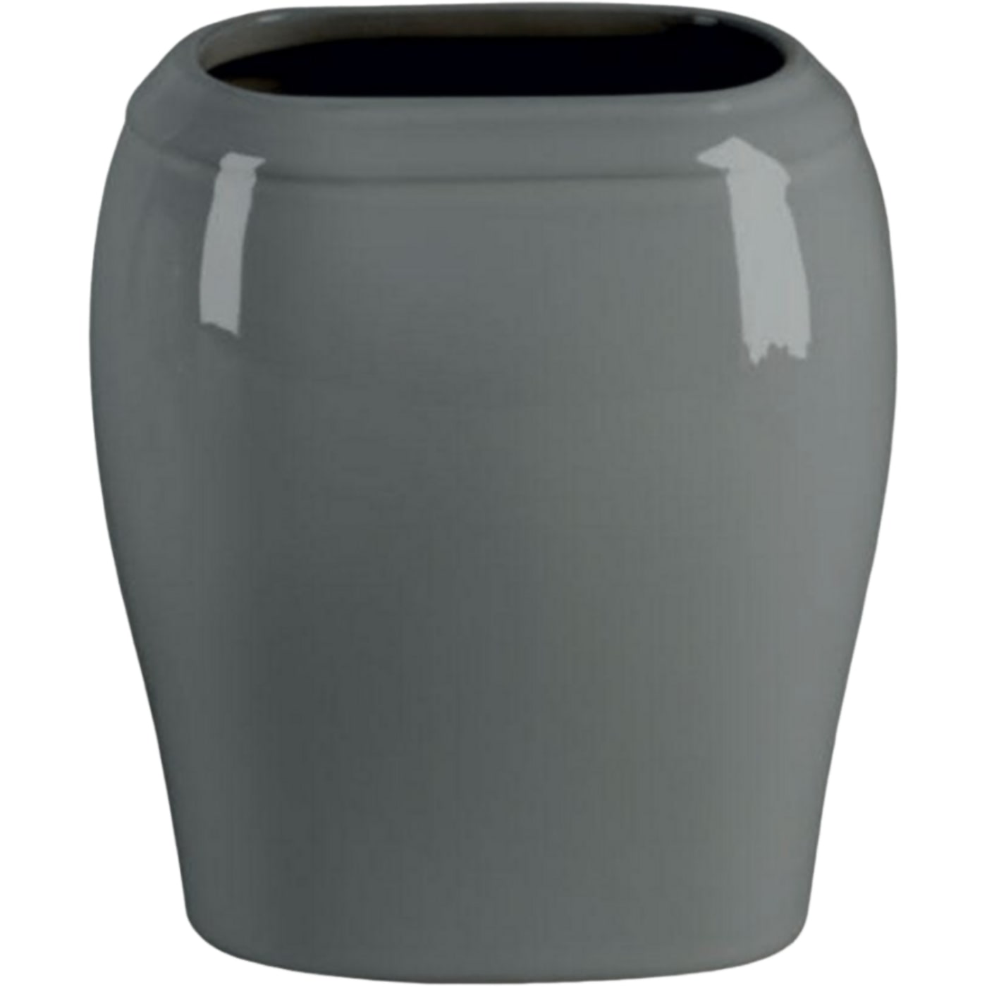 Rectangular grave vase Liscia gray 19x17cm - 7.5x6.7in In gray porcelain, wall attached LI142P/G