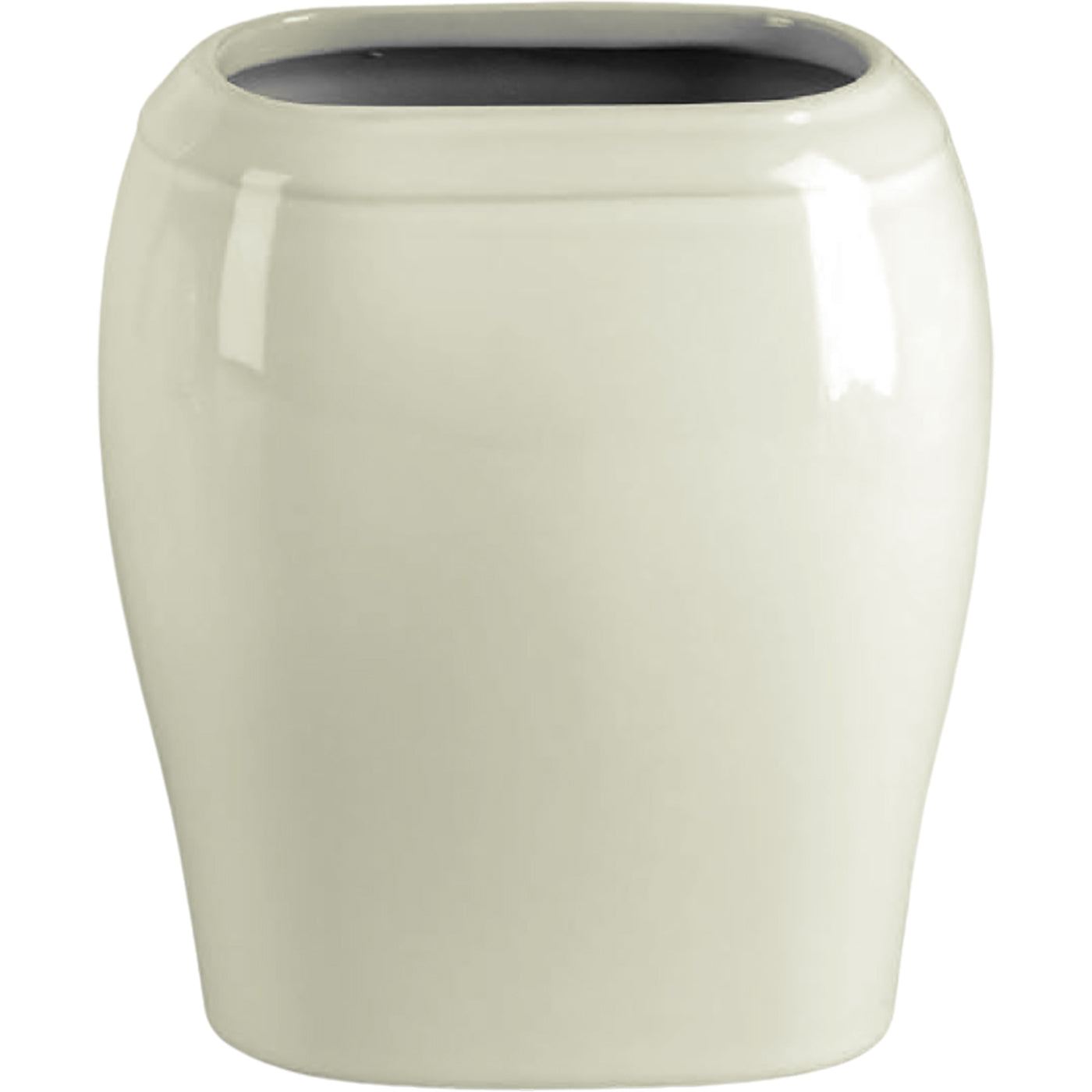 Rectangular grave vase Liscia ivory 19x17cm - 7.5x6.7in In ivory porcelain, ground attached LI142T/A