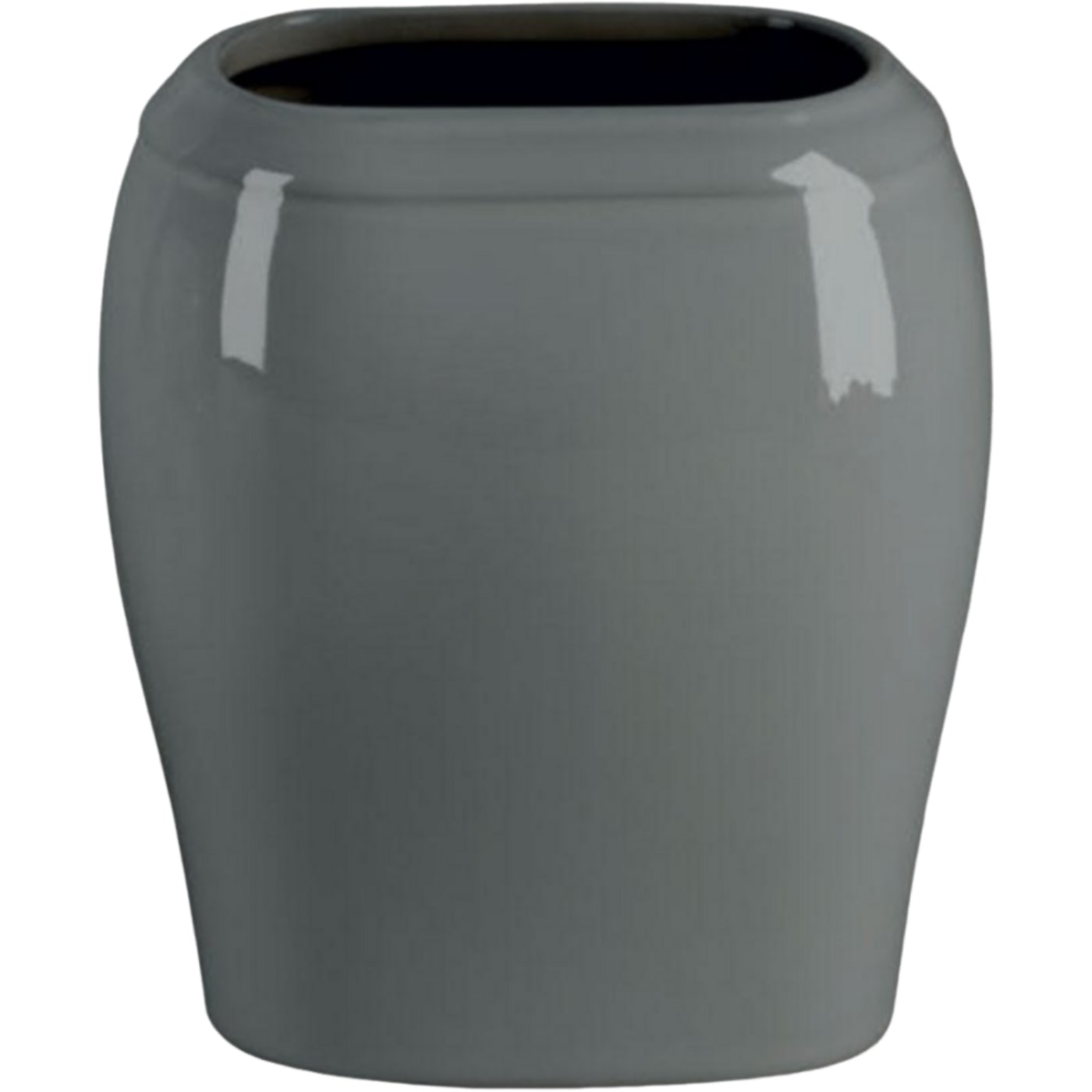 Rectangular grave vase Liscia gray 19x17cm - 7.5x6.7in In gray porcelain, ground attached LI142T/G