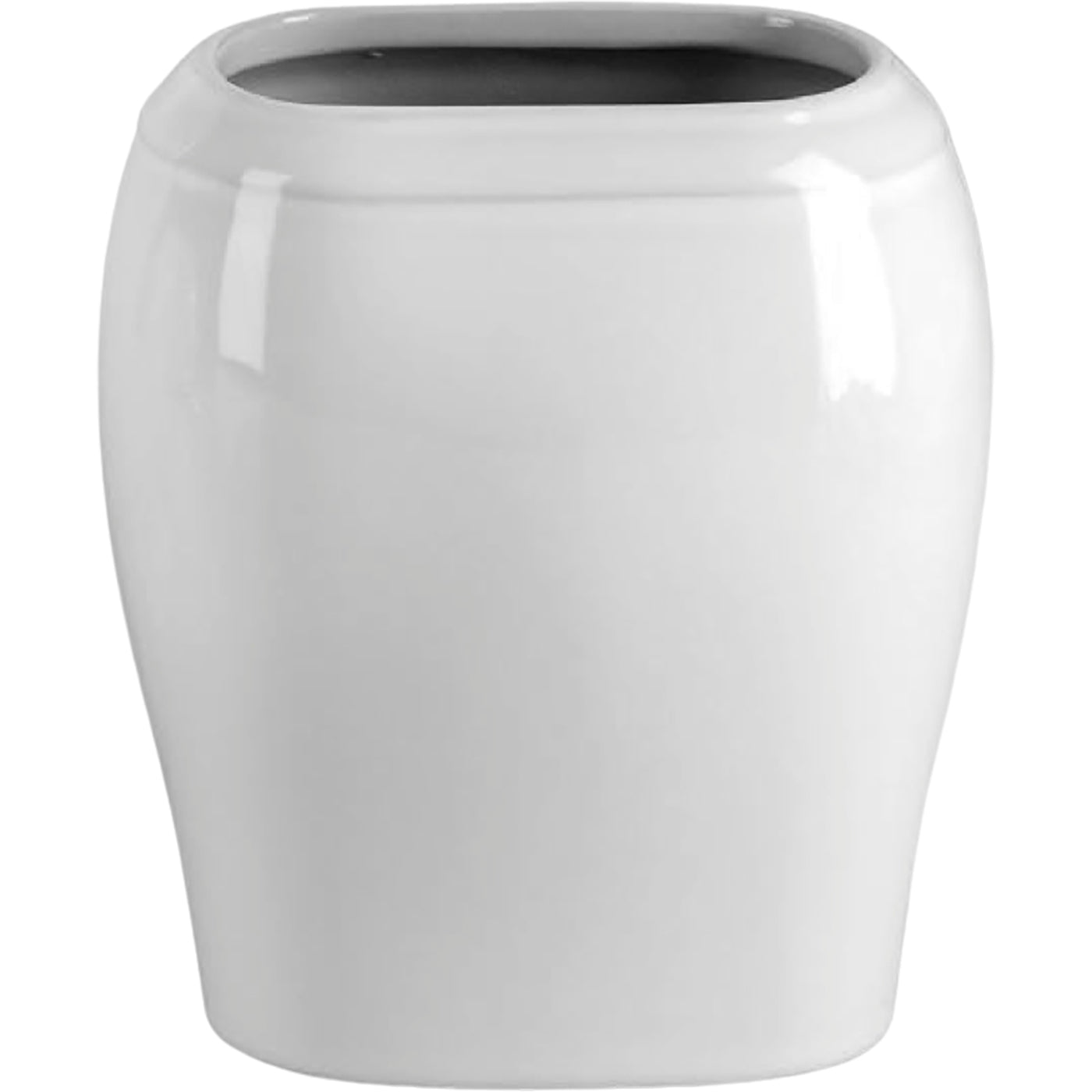 Rectangular grave vase Liscia 19x17cm - 7.5x6.7in In white porcelain, ground attached LI142T