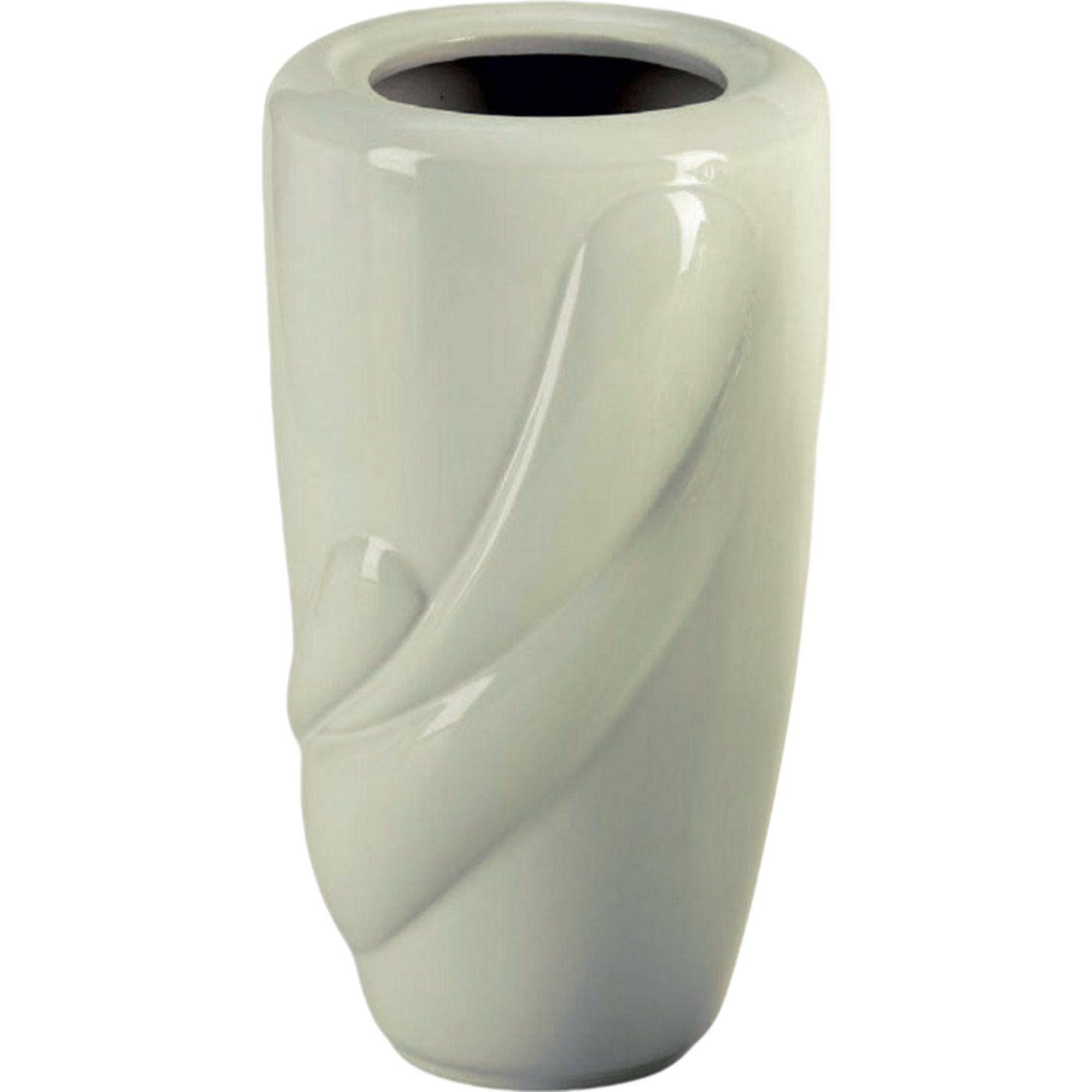 Grave vase Life ivory 21x13cm - 8.3x5.1in In ivory porcelain, ground attached LIF154T/A