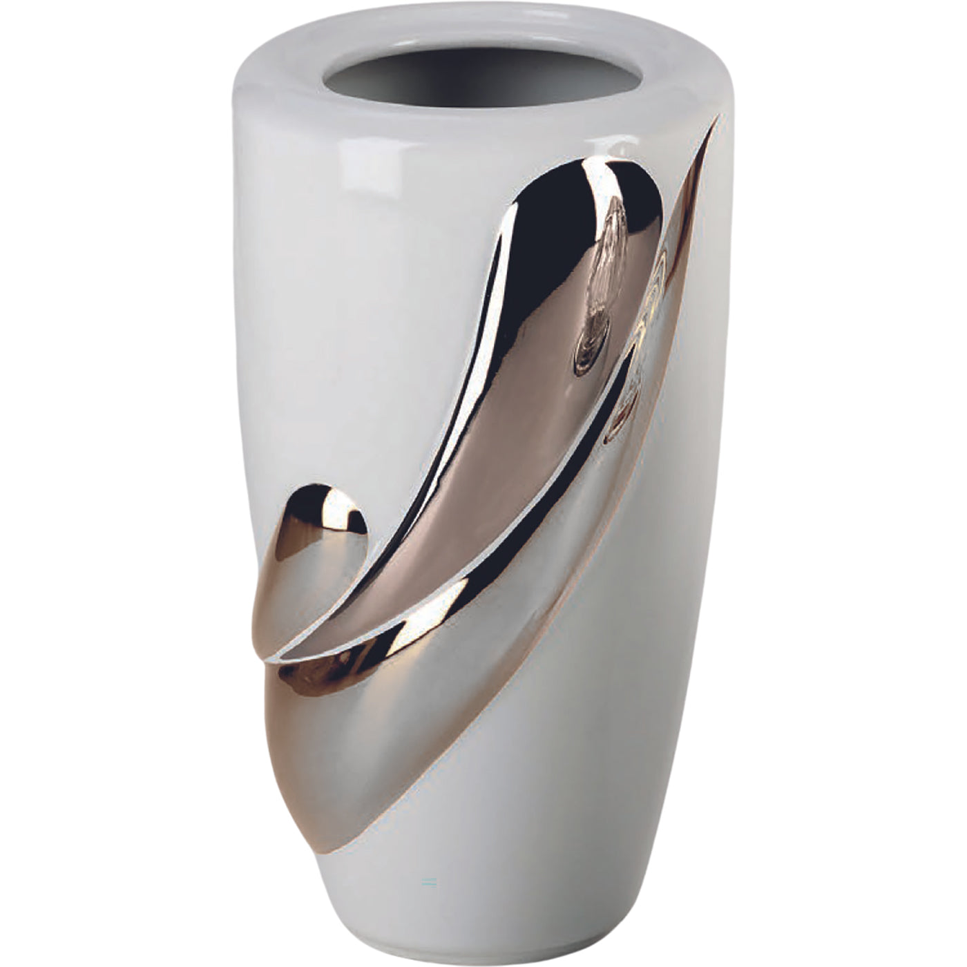 Grave vase Life platinum 21x13cm - 8.3x5.1in In white porcelain with platinum decoration, ground attached LIF154T/PLT