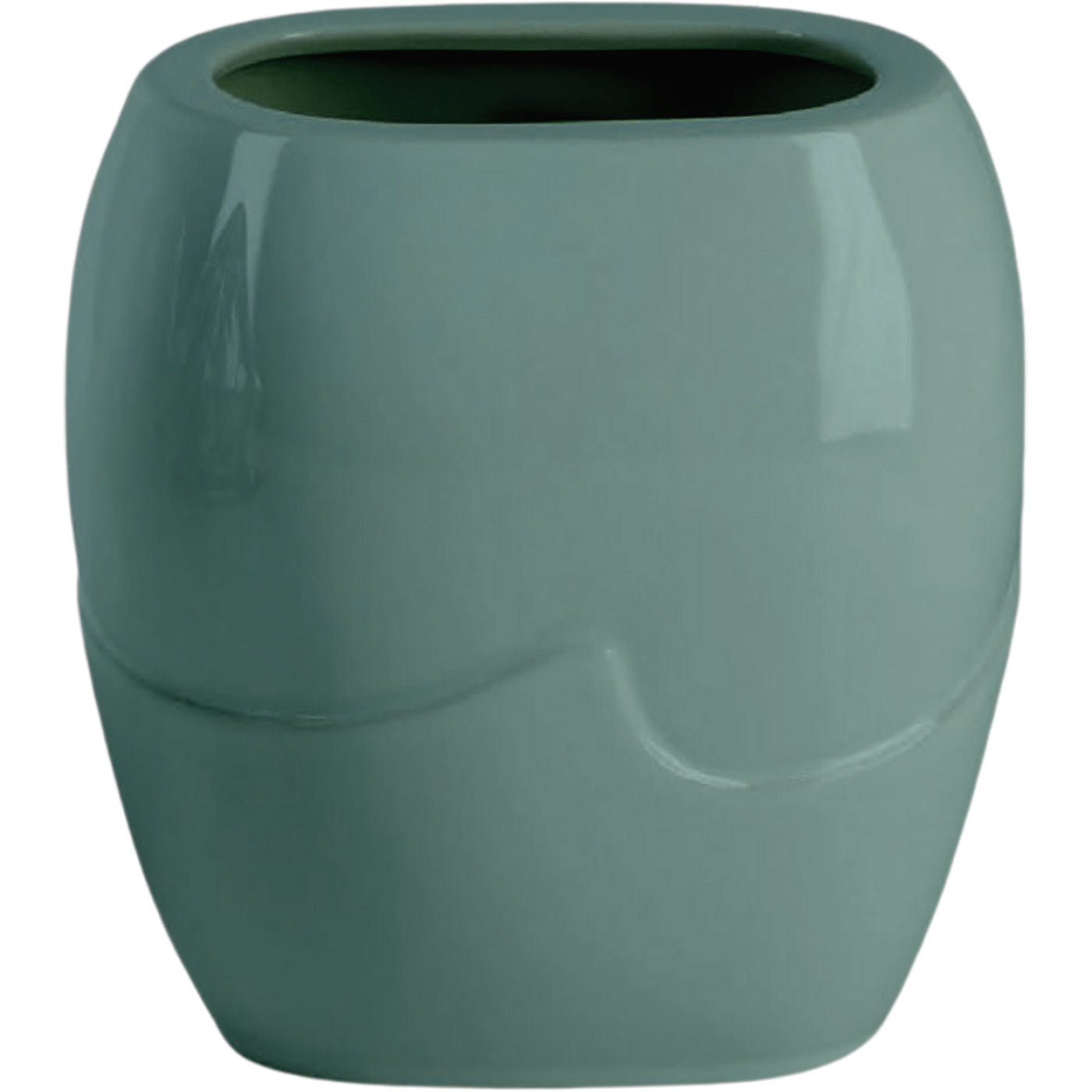 Rectangular grave vase Onda green 19x17cm - 7.5x6.7in In green porcelain, wall attached ON166P/V