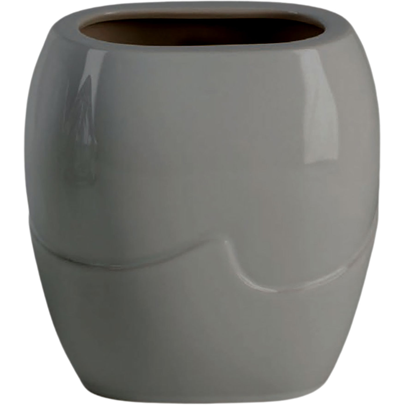 Rectangular grave vase Onda gray 19x17cm - 7.5x6.7in In gray porcelain, ground attached ON166T/G