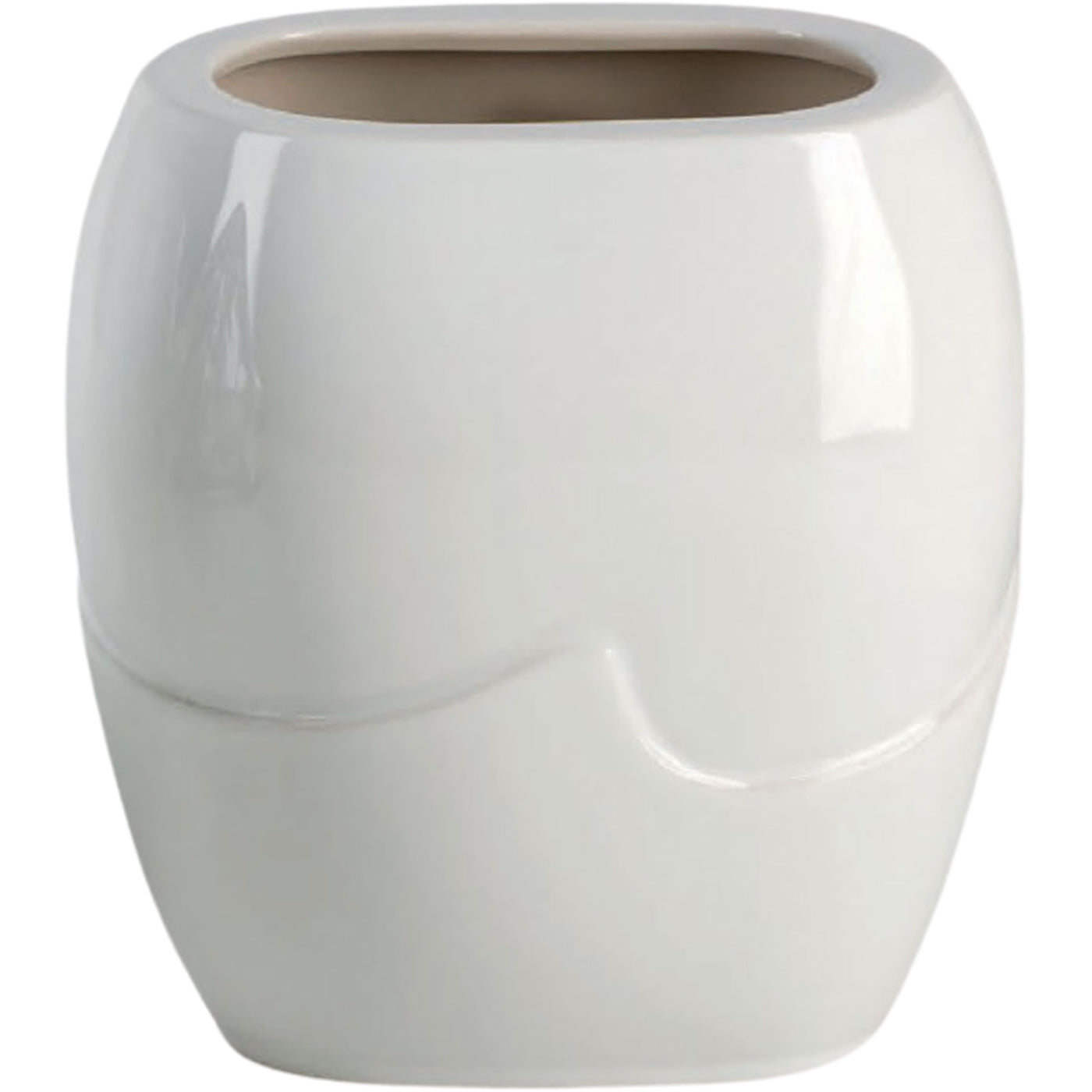 Rectangular grave vase Onda 19x17cm - 7.5x6.7in In white porcelain, ground attached ON166T