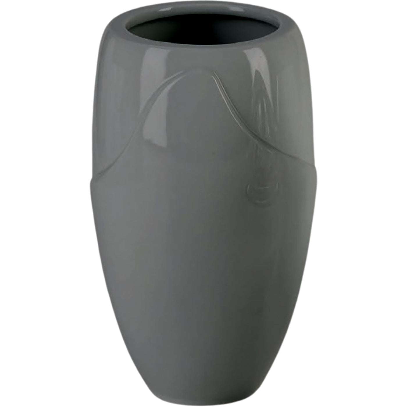Grave vase Onda gray 21x13cm - 8.3x5.1in In gray porcelain, ground attached ON168P/G