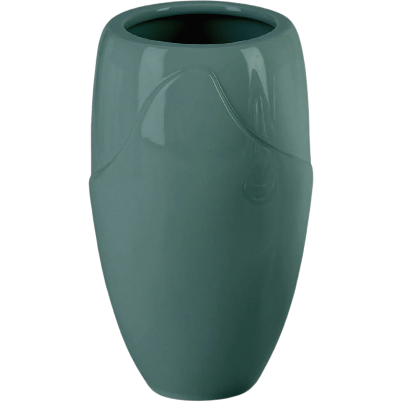 Grave vase Onda green 21x13cm - 8.3x5.1in In green porcelain, ground attached ON168P/V