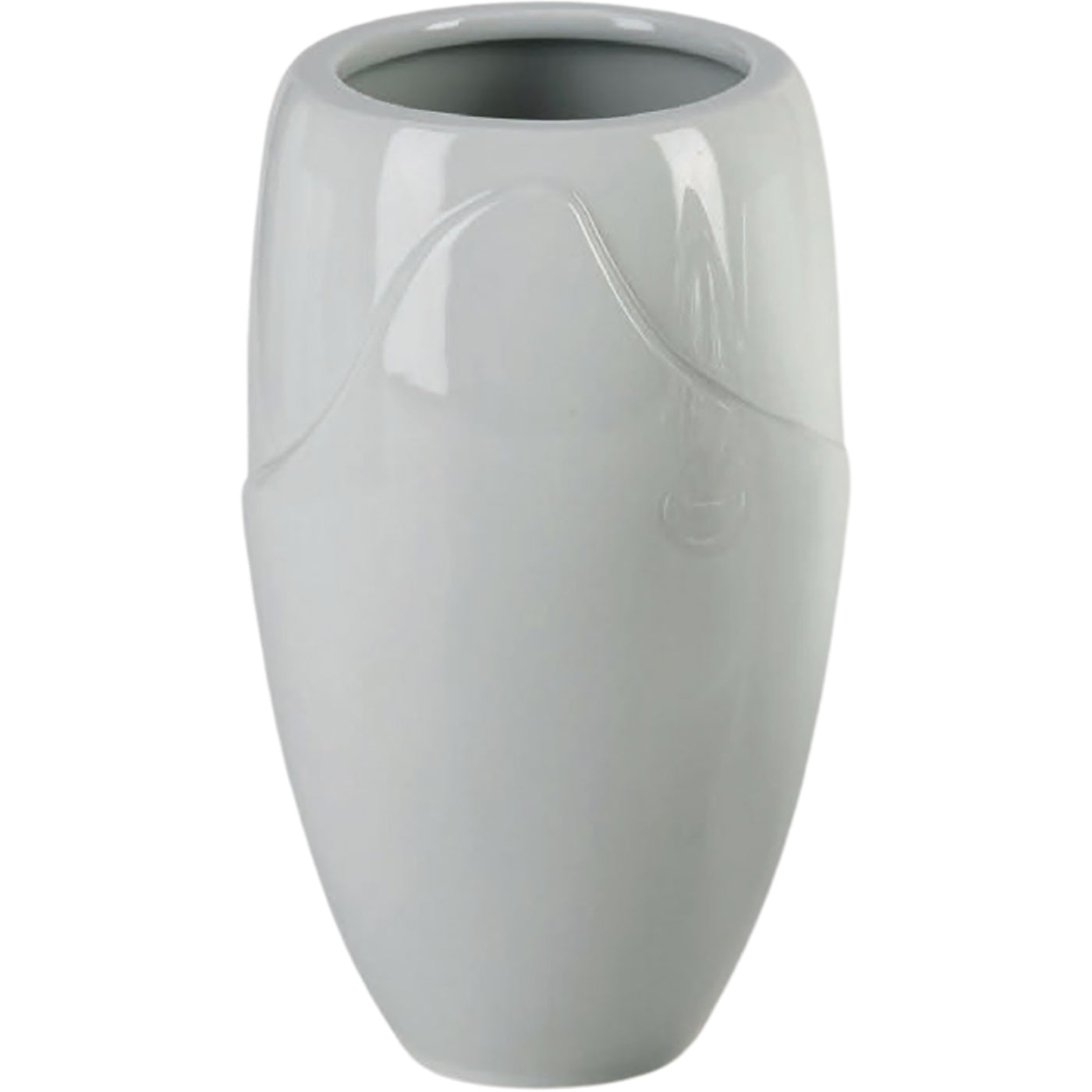 Grave vase Onda 21x13cm - 8.3x5.1in In white porcelain, ground attached ON168P