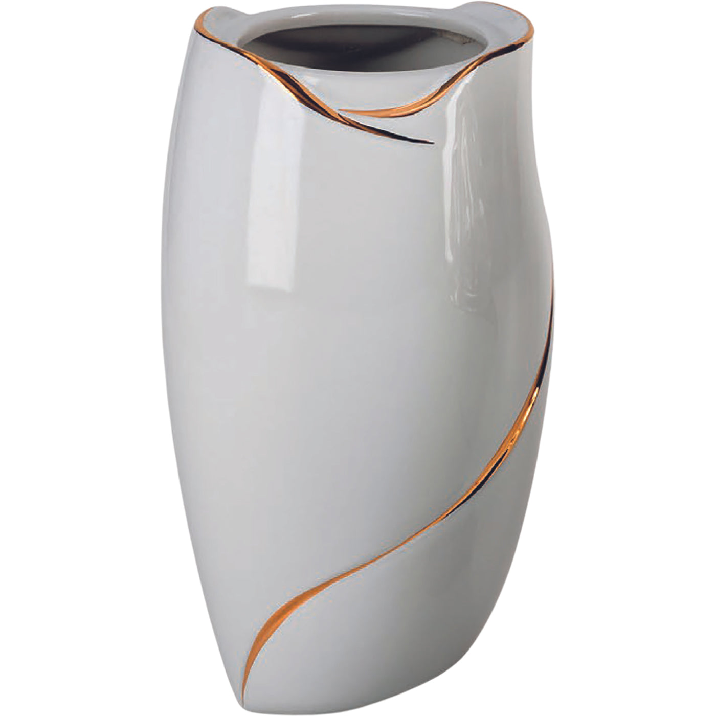 Grave vase Why gold 21x13cm - 8.3x5.1in In white porcelain with gold decoration, wall attached WHY156P/ORO