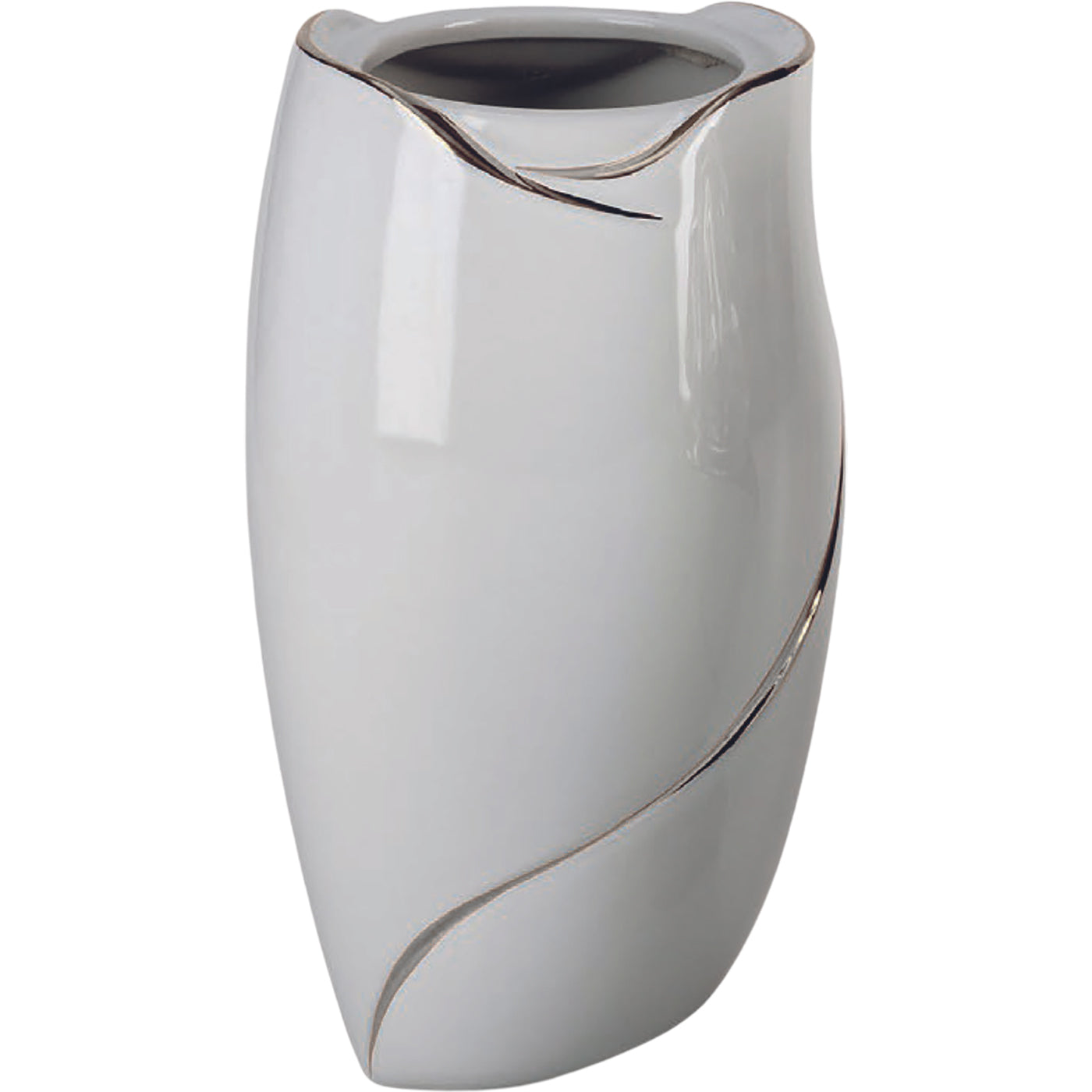 Grave vase Why platinum 21x13cm - 8.3x5.1in In white porcelain with platinum decoration, wall attached WHY156P/PLT