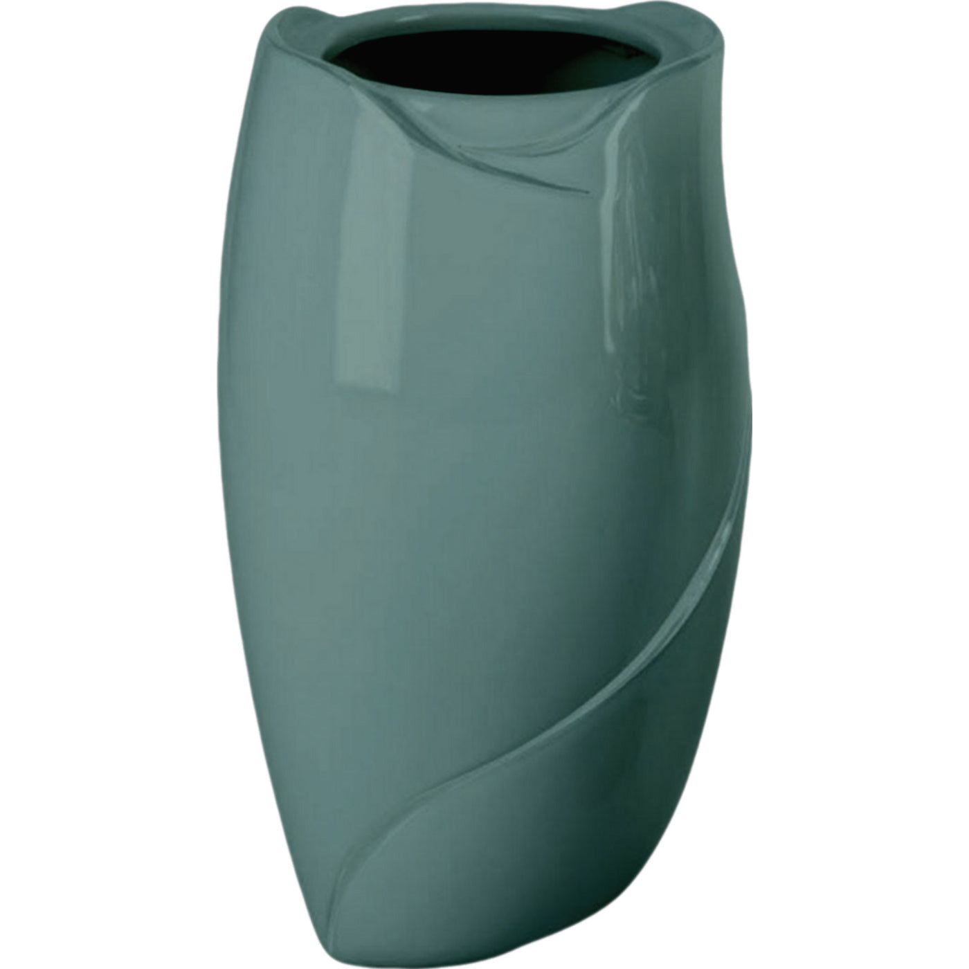 Grave vase Why green 21x13cm - 8.3x5.1in In green porcelain, wall attached WHY156P/V