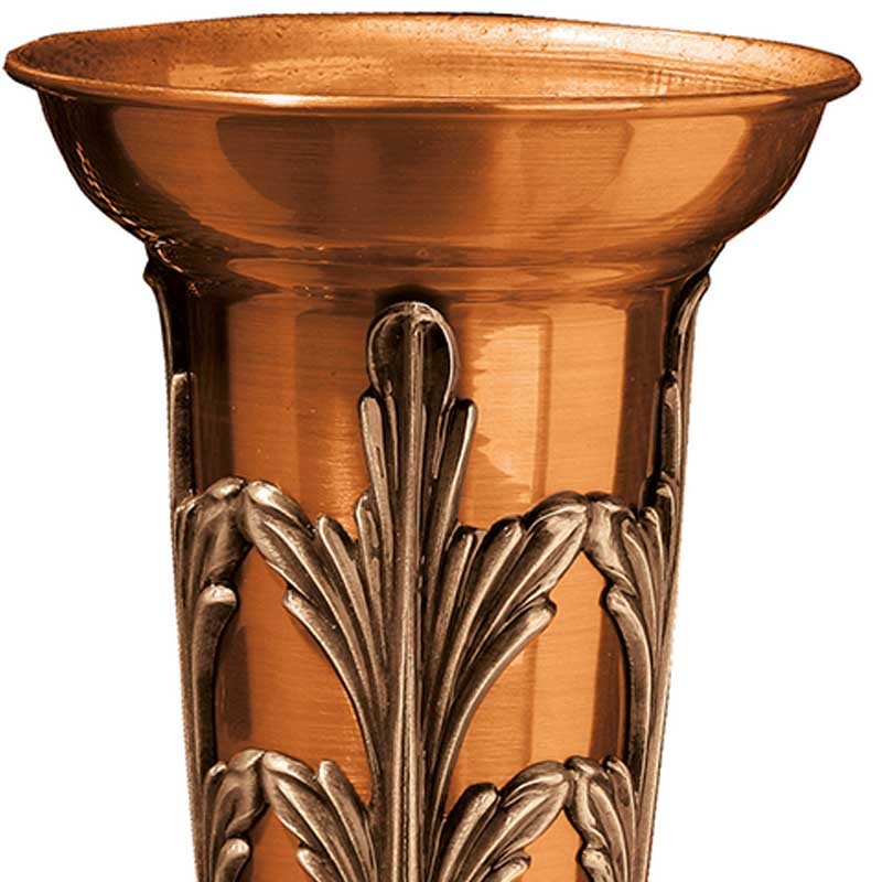 Vaso portafiori per cimitero 15x9cm - In bronzo, con interno in rame 