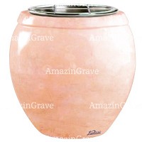 Vasca portafiori Amphòra 19cm In marmo Rosa Bellissimo, interno in acciaio