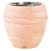 Flowers pot Chordè 19cm - 7,5in In Rosa Bellissimo marble, steel inner