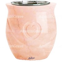 Flowers pot Cuore 19cm - 7,5in In Rosa Bellissimo marble, steel inner