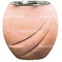 Flowers pot Soave 19cm - 7,5in In Rosa Bellissimo marble, steel inner