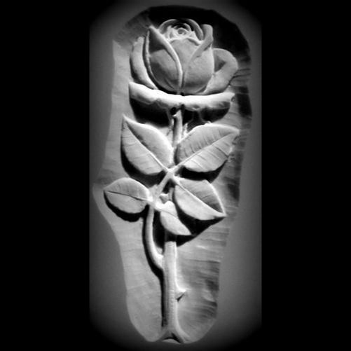 Bas-relief de rose En marbre de Carrare, personnalisable ART09