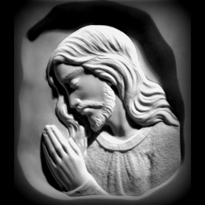 Bas-relief of Christ in prayer In Carrara marble, customizable ART11