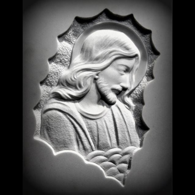 Bas-relief of Christ in profile in prayer In Carrara marble, customizable ART15