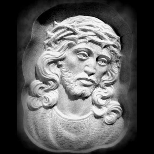 Bas-relief of Christ's face with crown of thorns In Carrara marble, customizable ART25