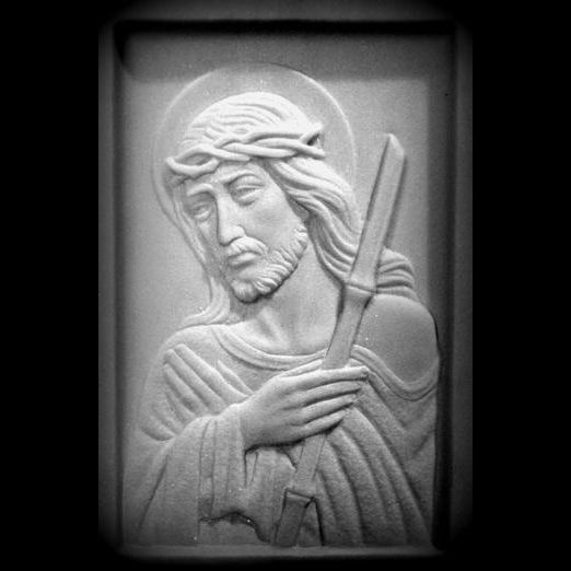 Bassorilievo Cristo buon pastore con bastone In marmo di Carrara, personalizzabile ART26