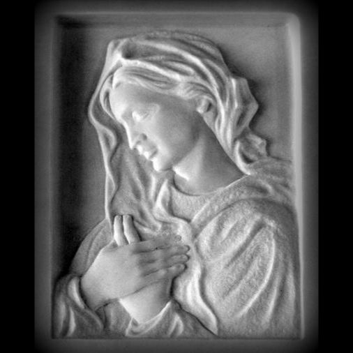 Basrelief der Madonna im Gebet Aus Carrara-Marmor, personalisierbar ART32