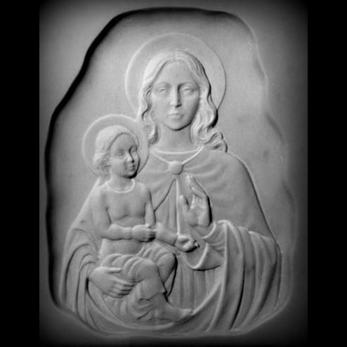 Bassorilievo Madonna con Bambino in trono In marmo di Carrara, personalizzabile ART40