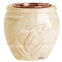 Flowers pot Calla 19cm - 7,5in In Botticino marble, copper inner