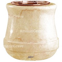 Flowers pot Calyx 19cm - 7,5in In Botticino marble, copper inner