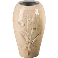 Grave vase Calla botticino 21x13cm - 8.3x5.1in In white porcelain with botticino decoration, ground attached CAL162P/BOTT