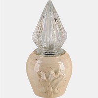 Lampe funéraire Calla botticino 10x10cm En porcelaine blanche avec décoration botticino, fixation au sol CAL164T/BOTT