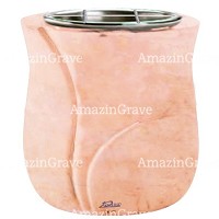 Vasca portafiori Charme 19cm In marmo Rosa Bellissimo, interno in acciaio