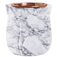 Blumenkäste Leggiadra 19cm Carrara Marmor, Kupfer Innen