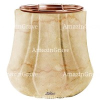 Flowers pot Leggiadra 19cm - 7,5in In Botticino marble, copper inner